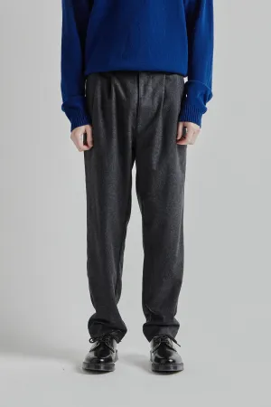 Double Pleats Wool Pants - Dark Grey Melange