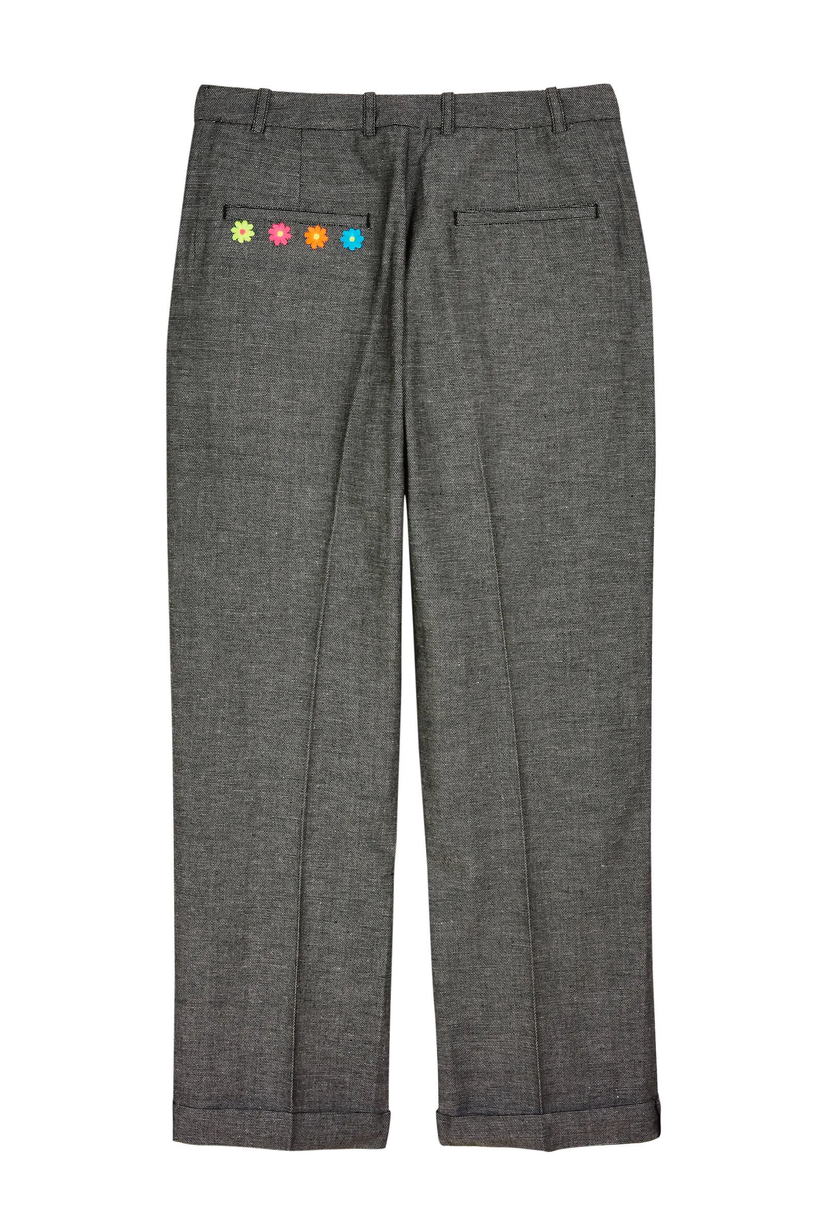 Flower Embroidered Tailored Trousers