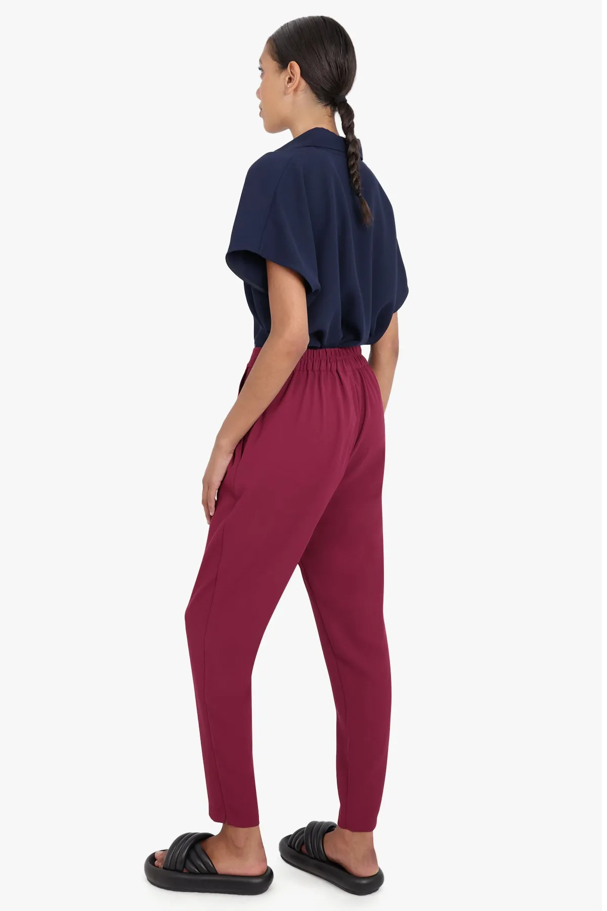 FLUID RELAXED SLIM LEG PANTS RASPBERRY