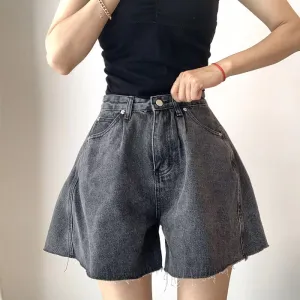 Flytonn-cute winter outfits casual winter outfits christmas outfit party look inspos A-Line Washed Style Denim Shorts Pants