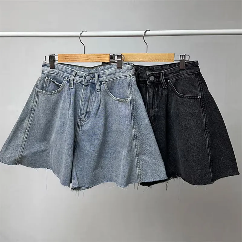 Flytonn-cute winter outfits casual winter outfits christmas outfit party look inspos A-Line Washed Style Denim Shorts Pants