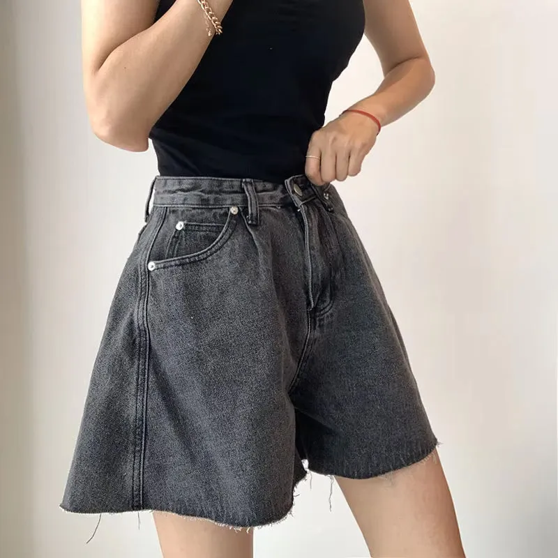 Flytonn-cute winter outfits casual winter outfits christmas outfit party look inspos A-Line Washed Style Denim Shorts Pants