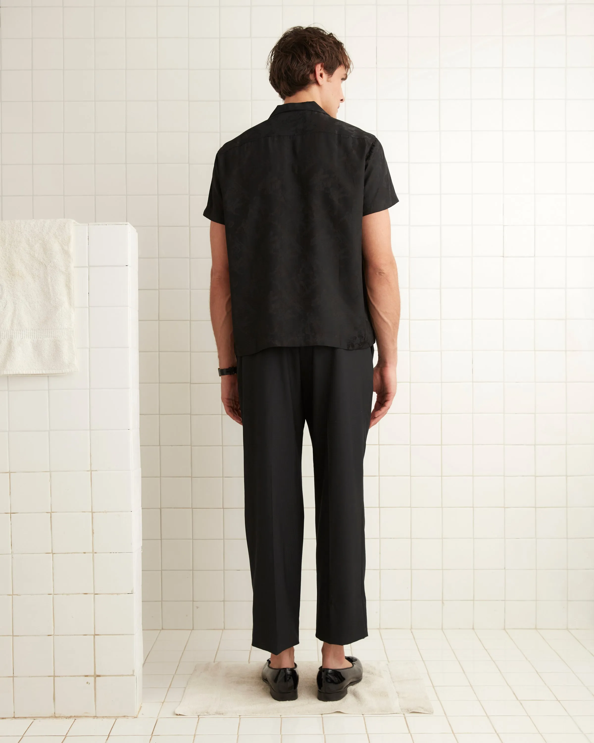 Football Jacquard Bowling Shirt - Black