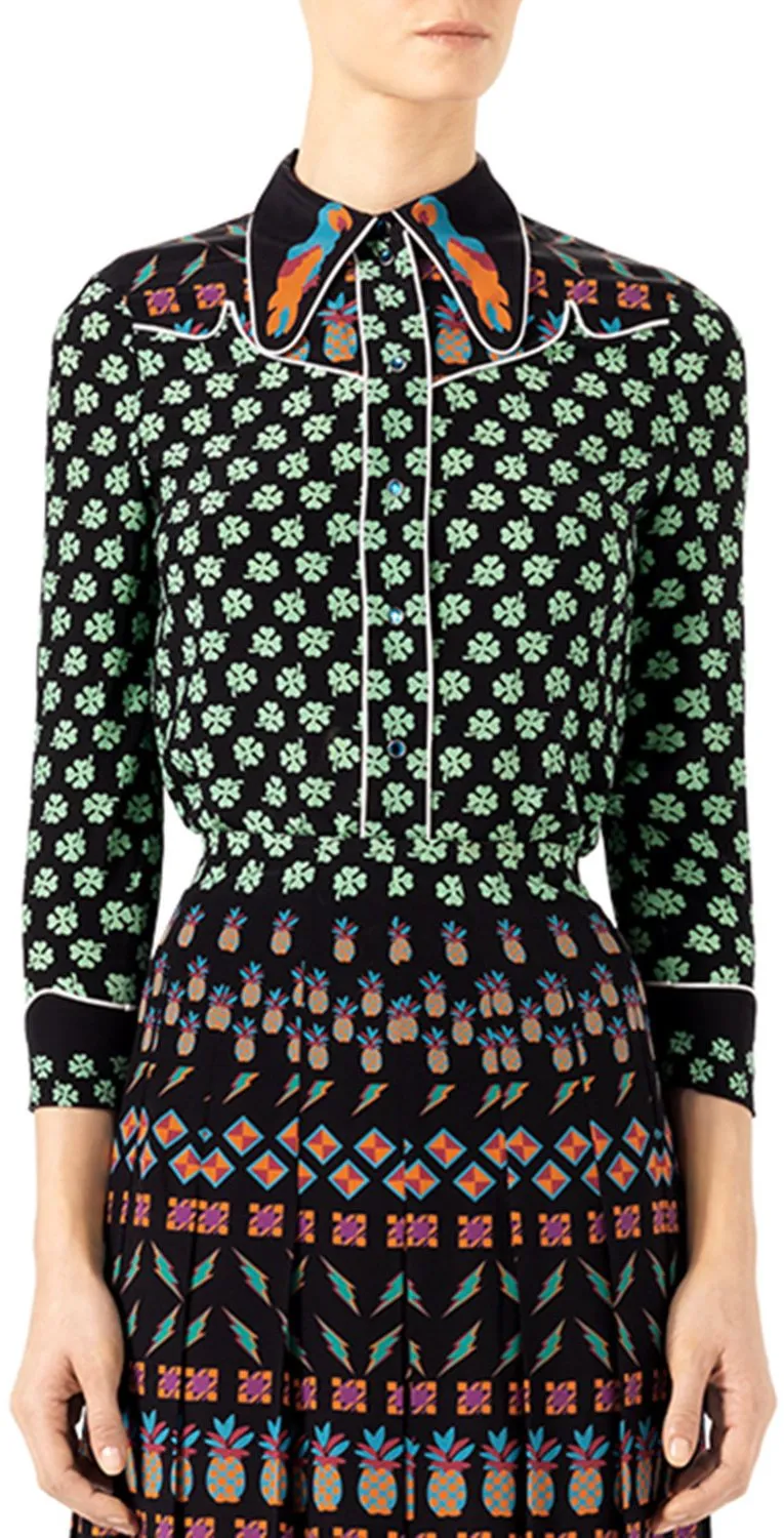 Four Leaf Clover Silk Shirt