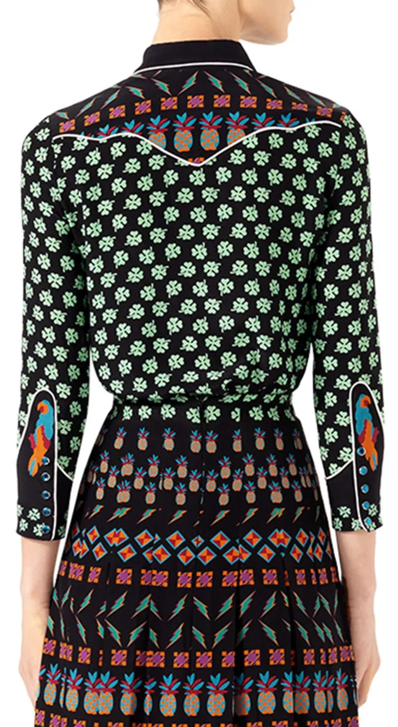 Four Leaf Clover Silk Shirt