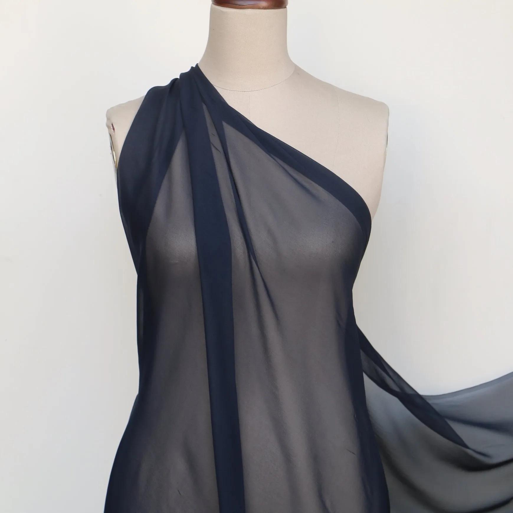 Gette French Navy Silk Georgette