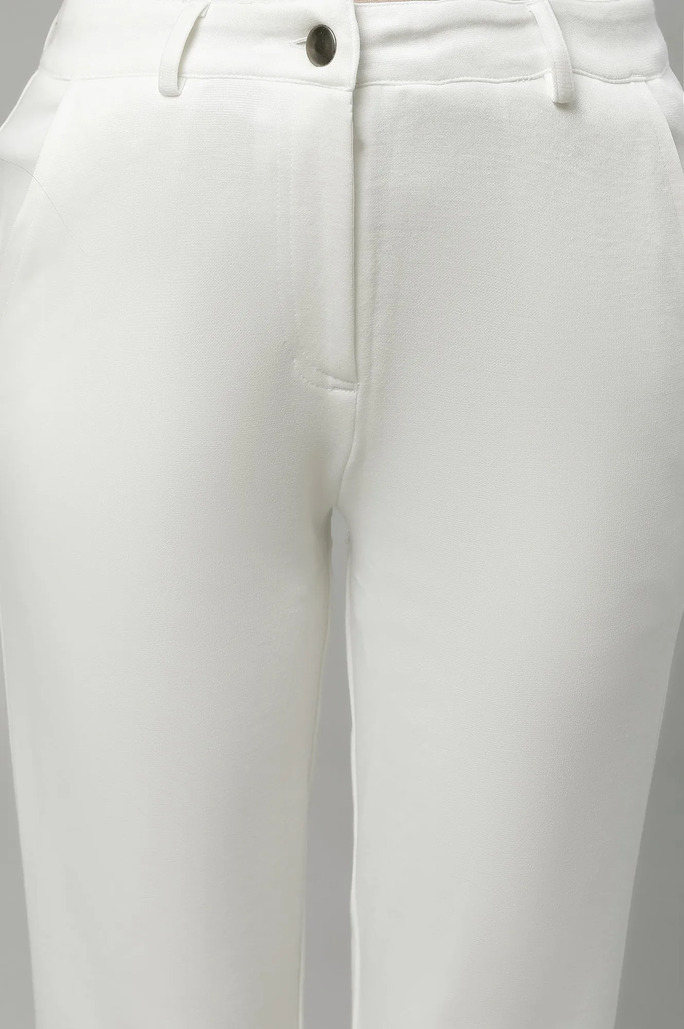 Green Ankle Length Straight Trousers