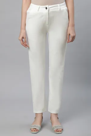Green Ankle Length Straight Trousers