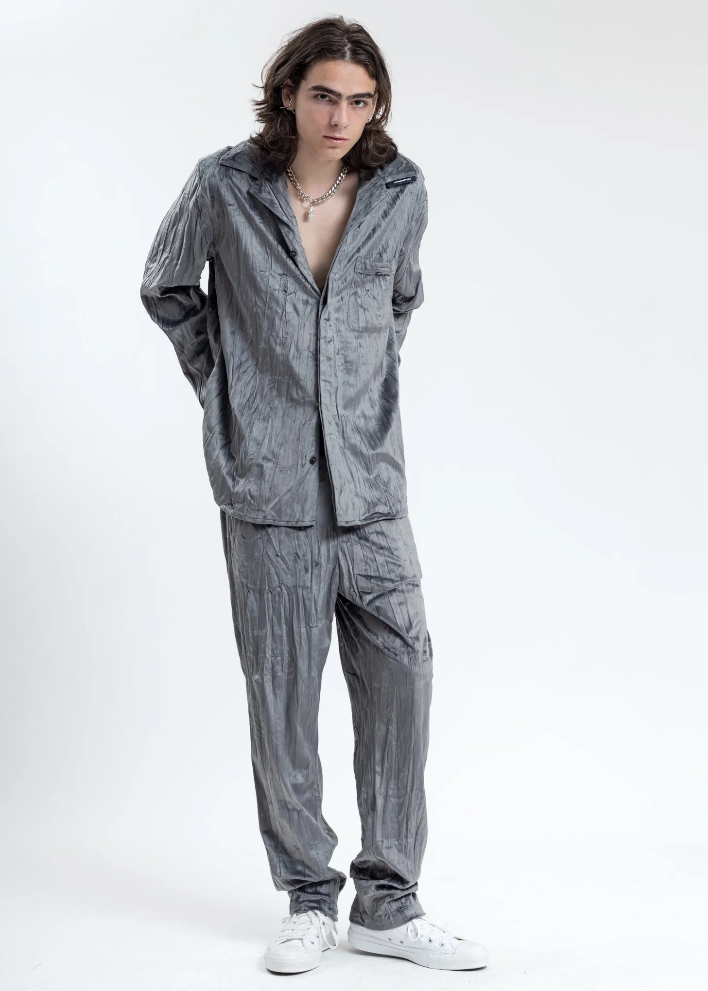 Grey Velvet Pajama Pants