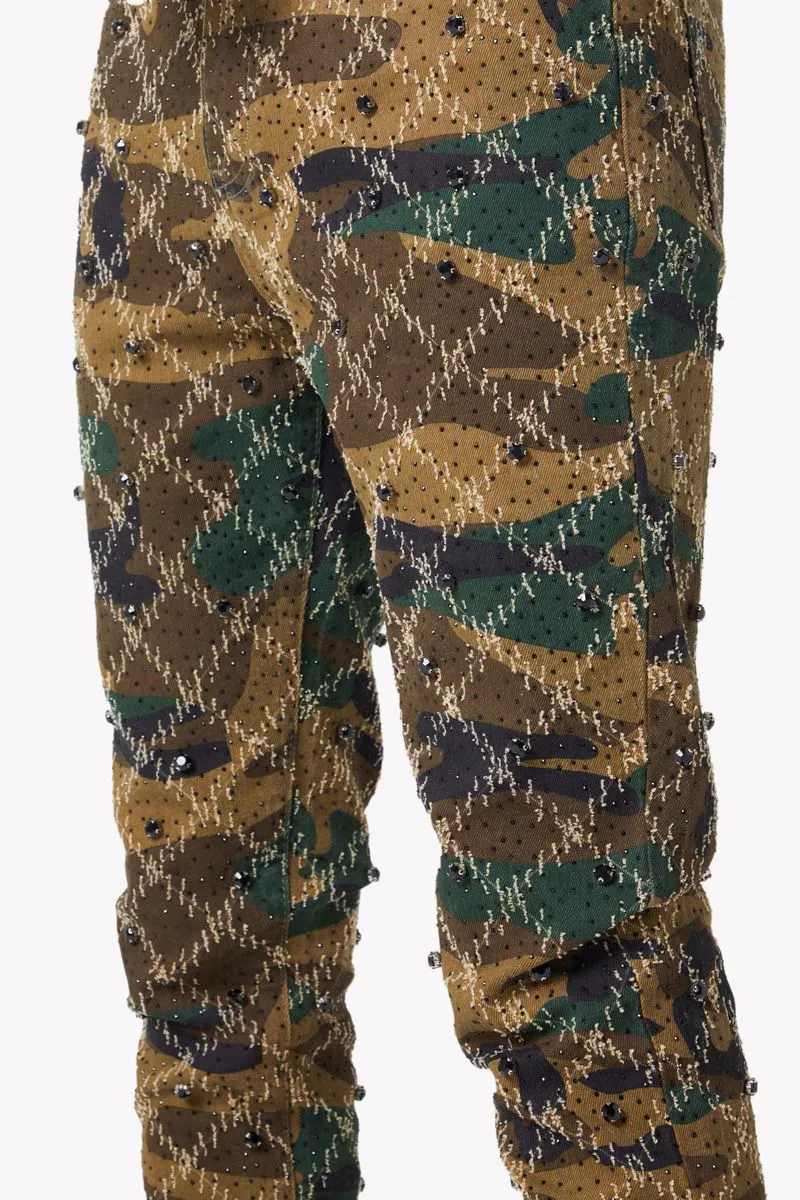 Guapi Camo Embellished Denim Pants