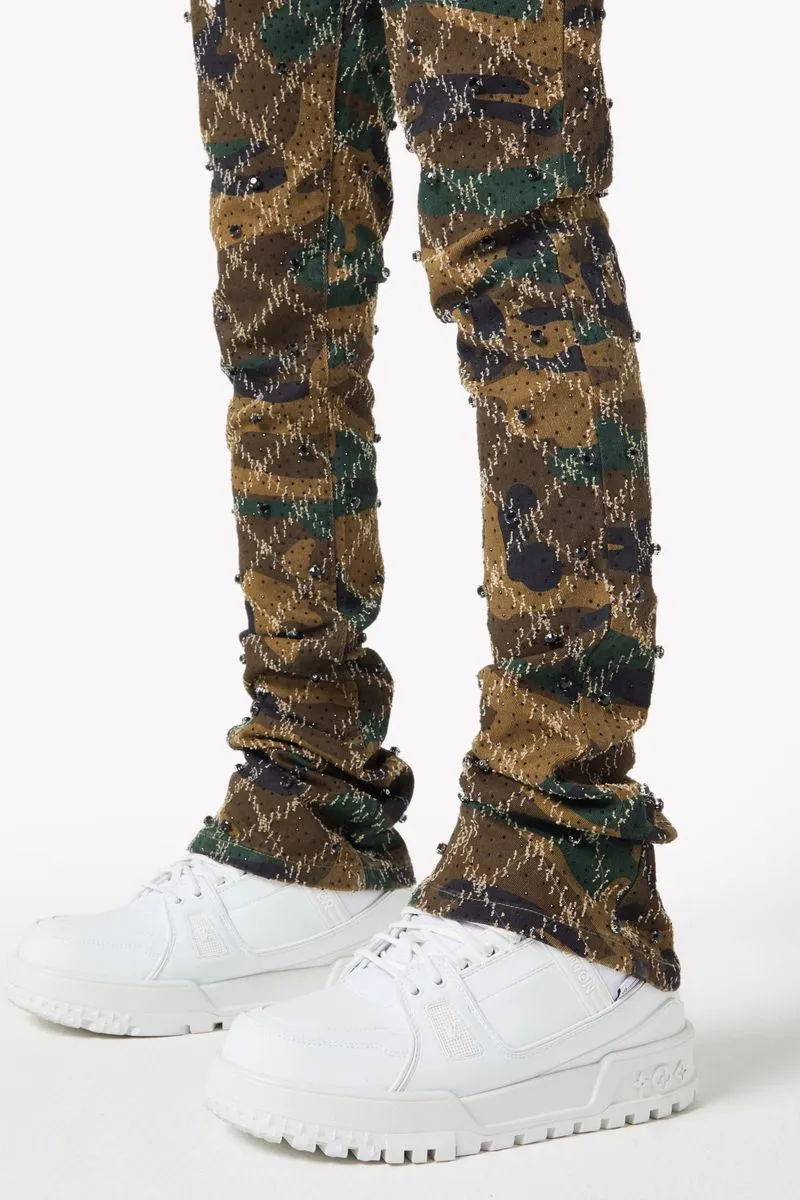 Guapi Camo Embellished Denim Pants