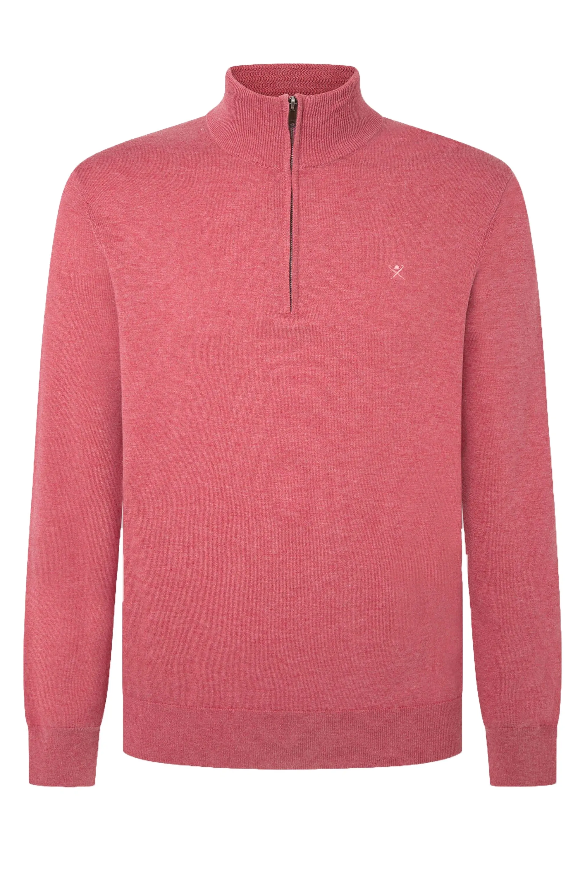 Hackett Cotton Silk Half Zip Knitwear Dusty Red