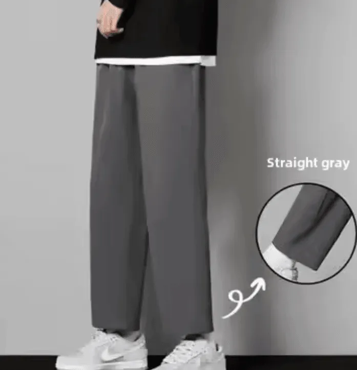 Ice Silk Men’s Summer Loose Straight-Leg Pants – Quick-Dry & Comfortable