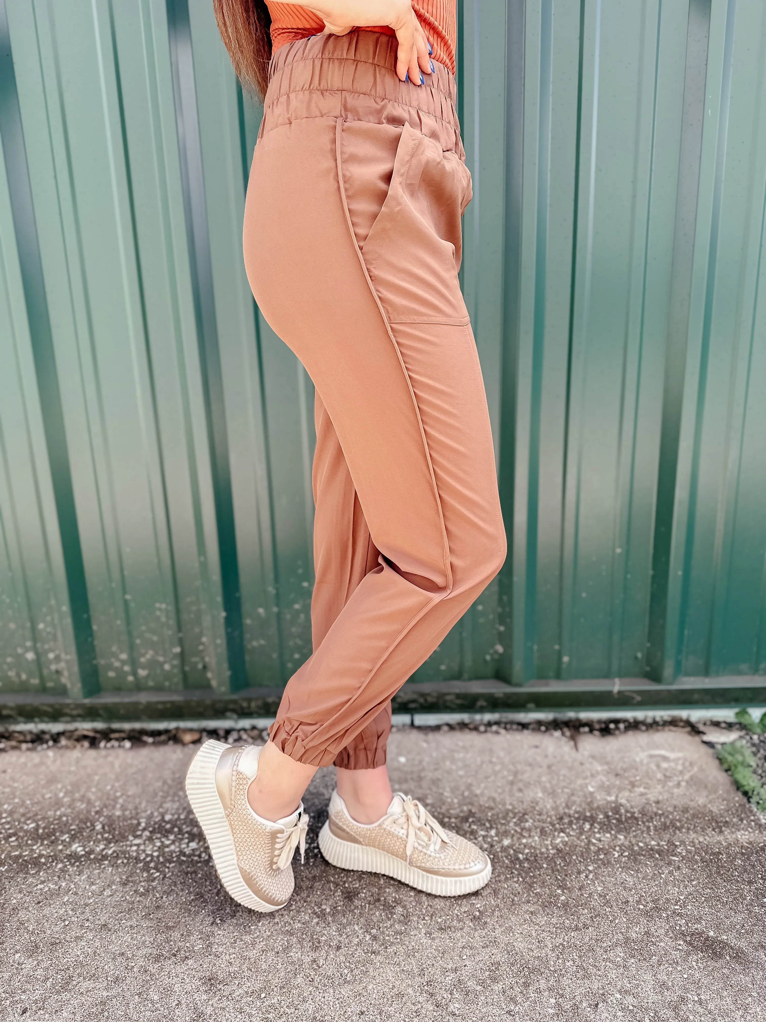 Joey High Waisted Brown Jogger Pants