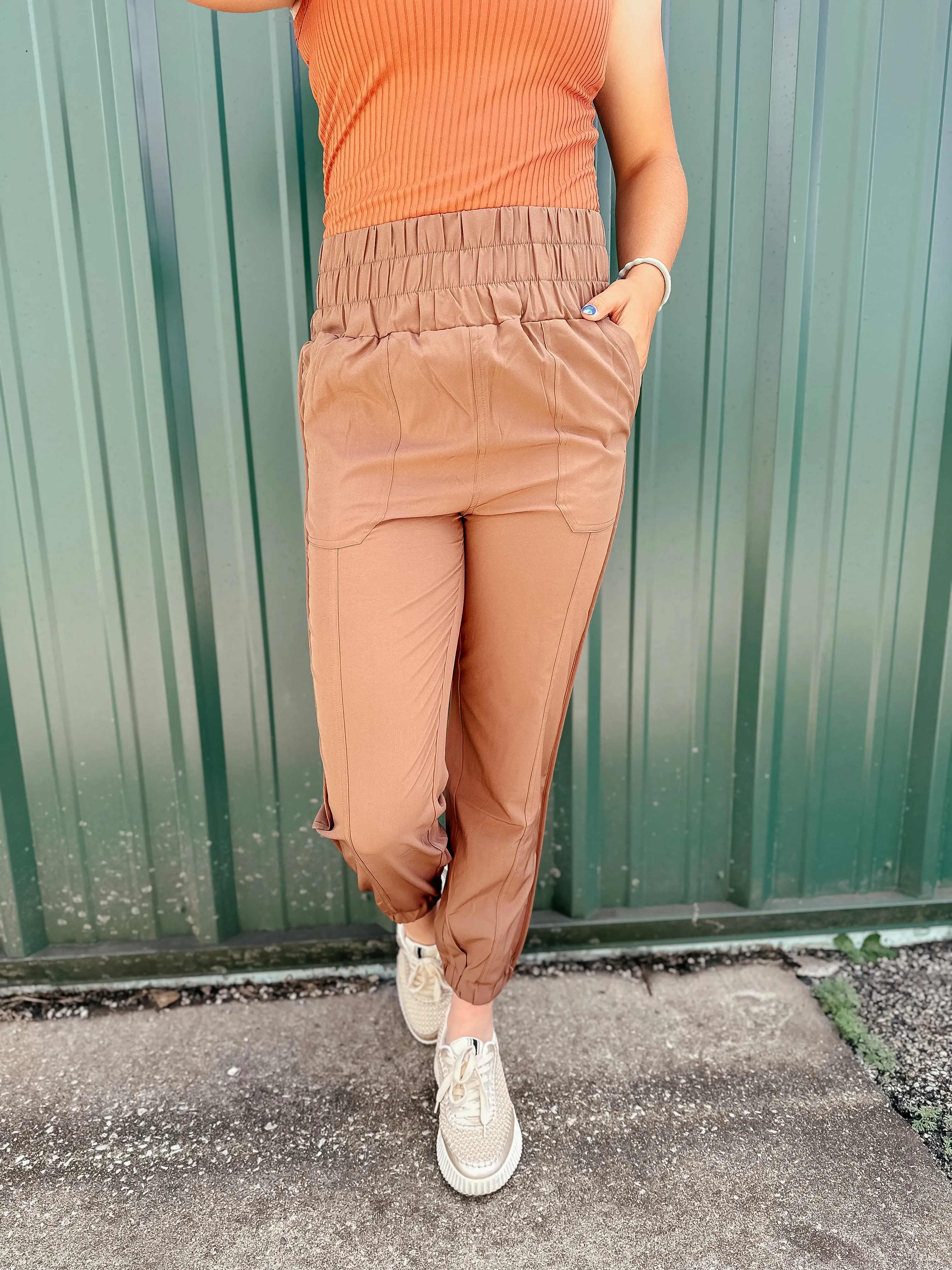Joey High Waisted Brown Jogger Pants