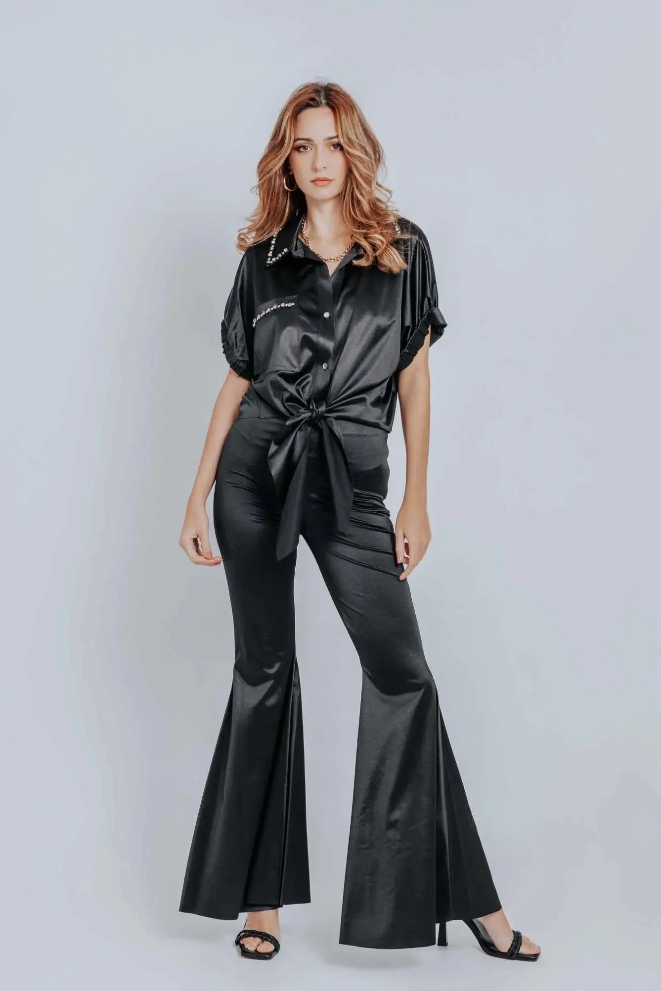 Kali High Waisted Flare Pants Black