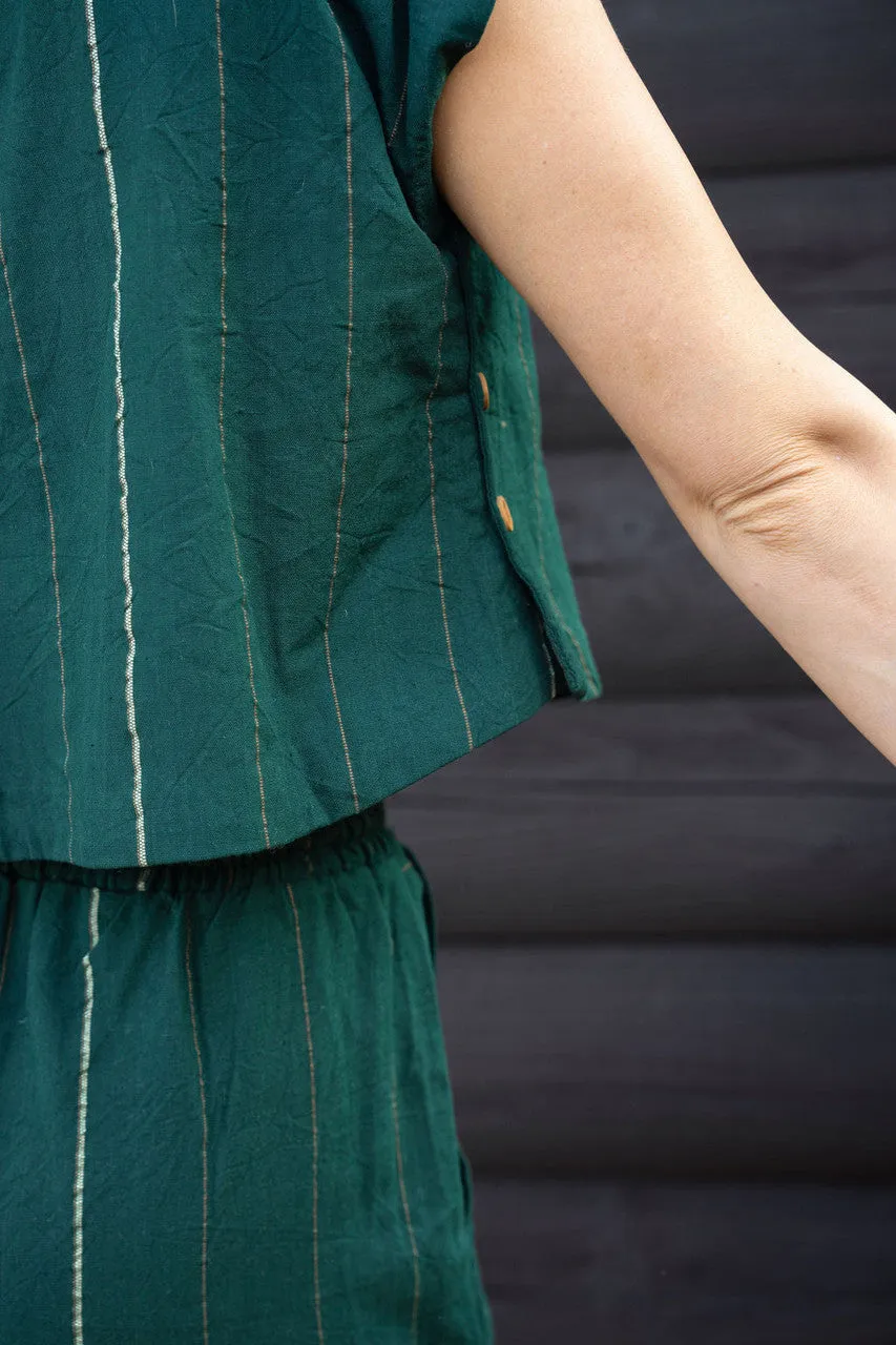 Katie Handwoven Cotton Set in Dark Green