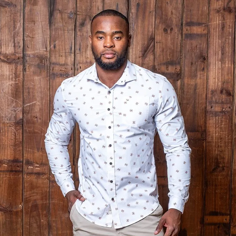 Kingsley Nguni Luxe Slim Fit Shirt - Pelican