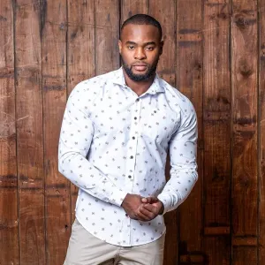 Kingsley Nguni Luxe Slim Fit Shirt - Pelican