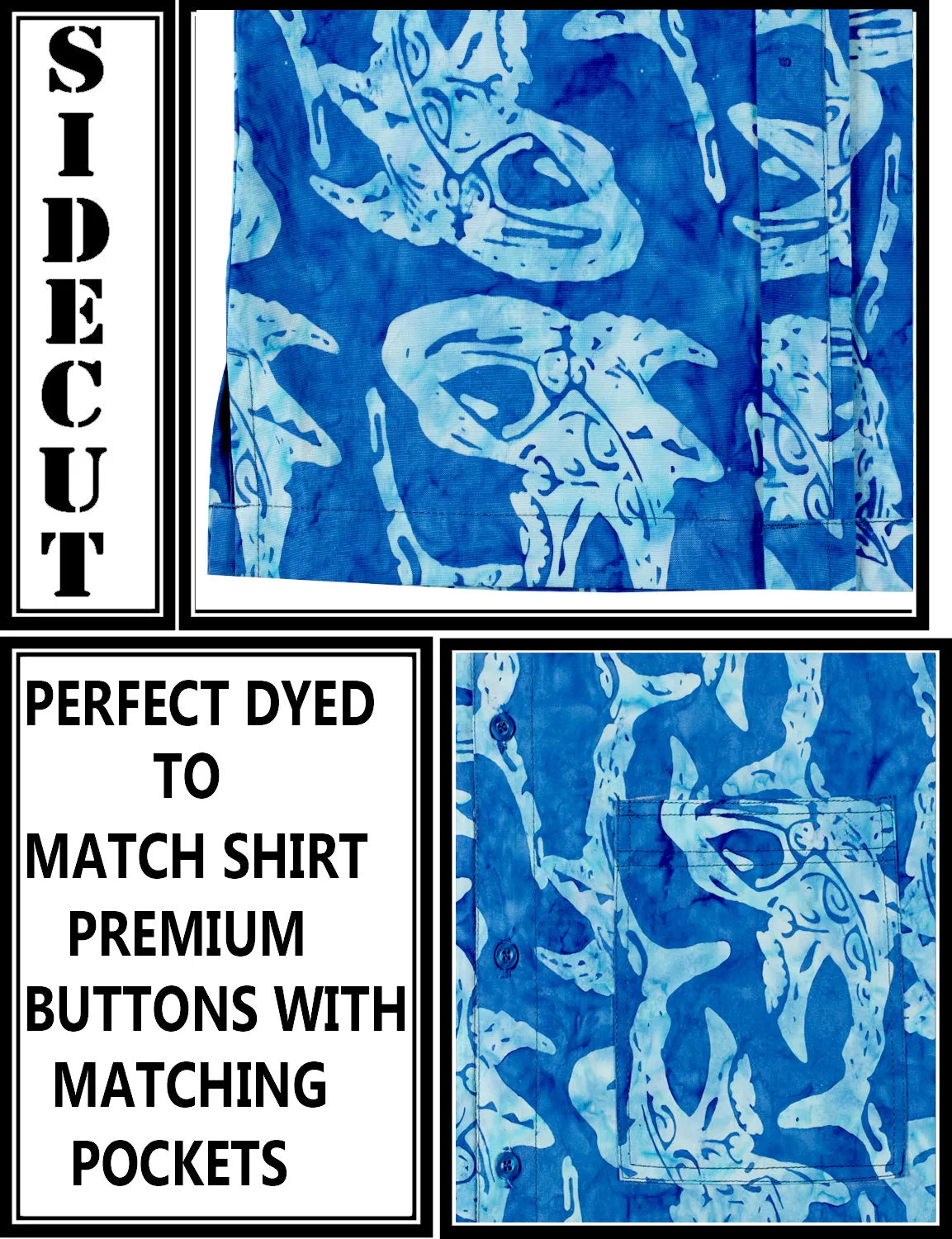 LA LEELA Men's Wear Summer Everyday Essentials  Casual  Shirt 100% NATURAL COTTON  Fish Printed Royal Blue shirt