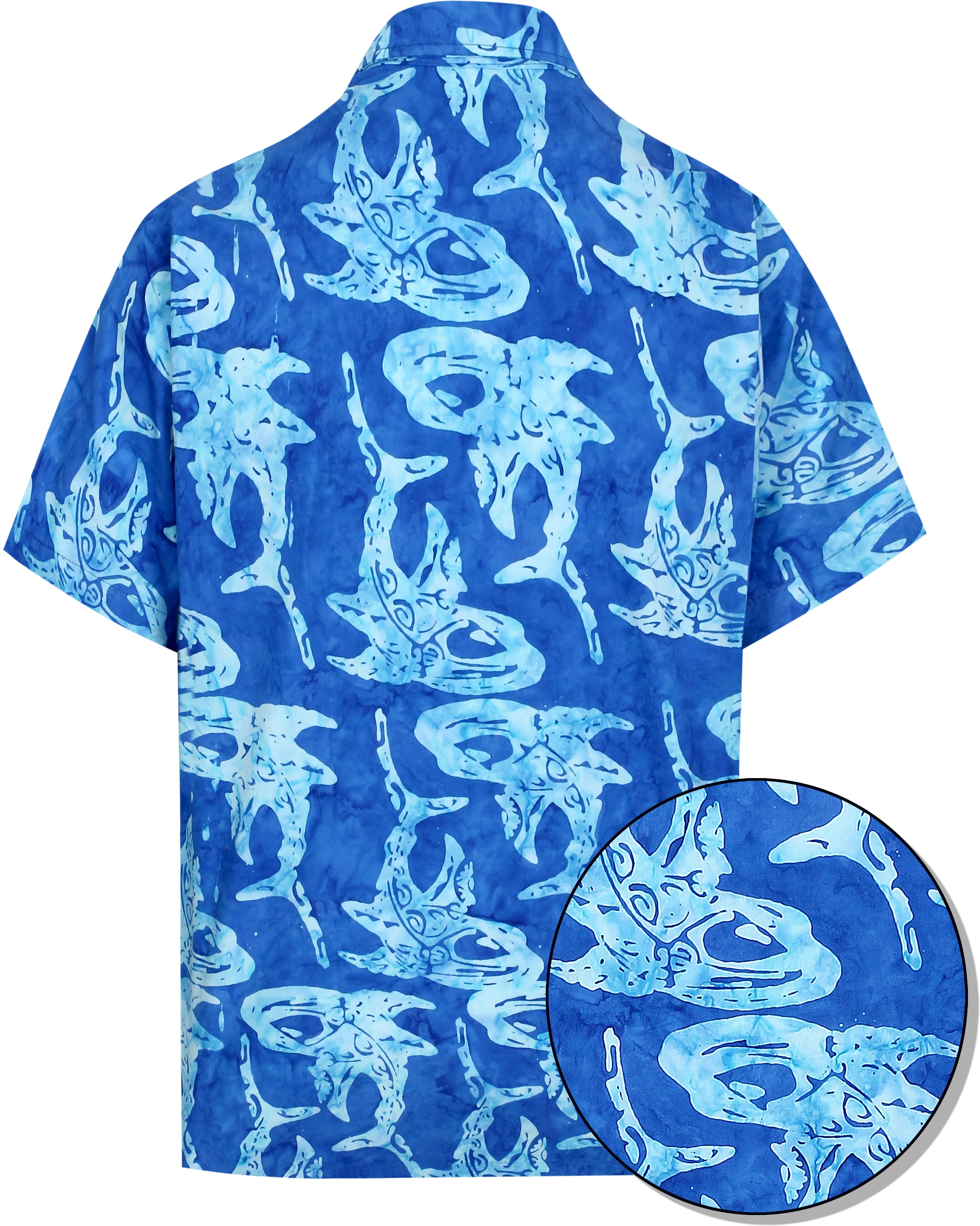 LA LEELA Men's Wear Summer Everyday Essentials  Casual  Shirt 100% NATURAL COTTON  Fish Printed Royal Blue shirt