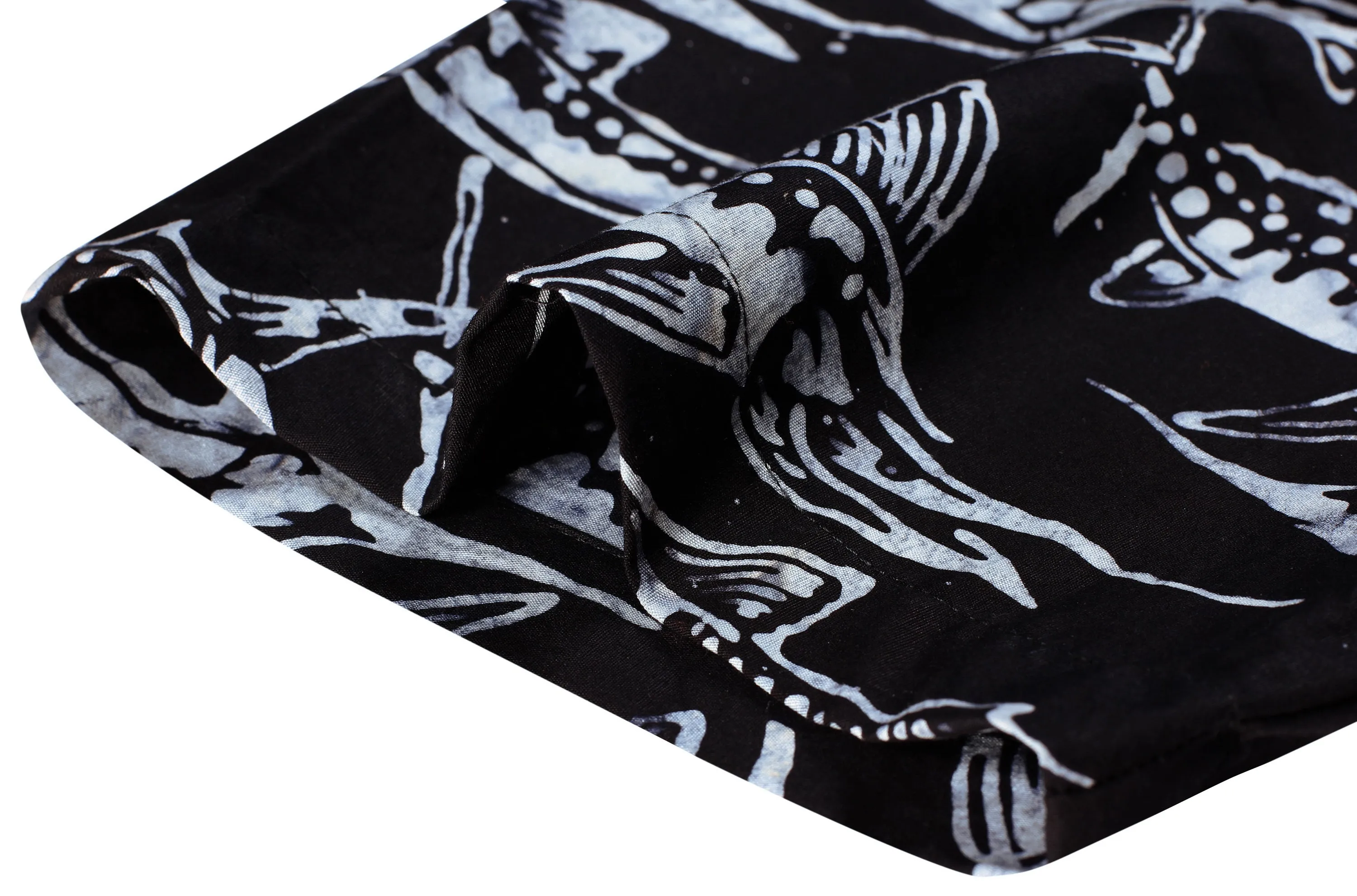 LA LEELA Men's Wear Summer Everyday Essentials  Casual  Shirt 100% NATURAL COTTON  Hand Printed ALOHA Black Grey