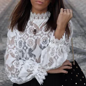 Lace Flower Elegant Blouse Shirts Women