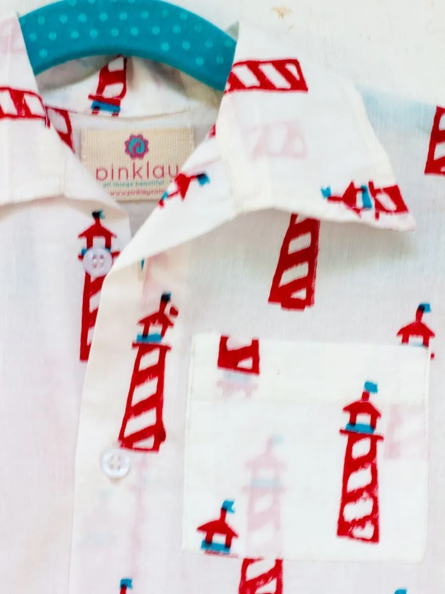 Lighthouse Magic Organic Cotton Block Printed Shirt
