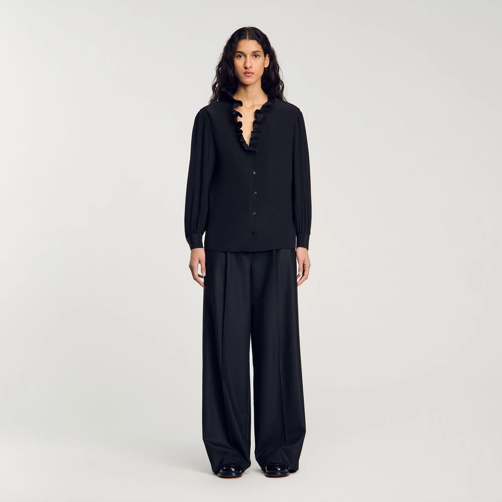 Lisandro Floaty Silk Shirt Black