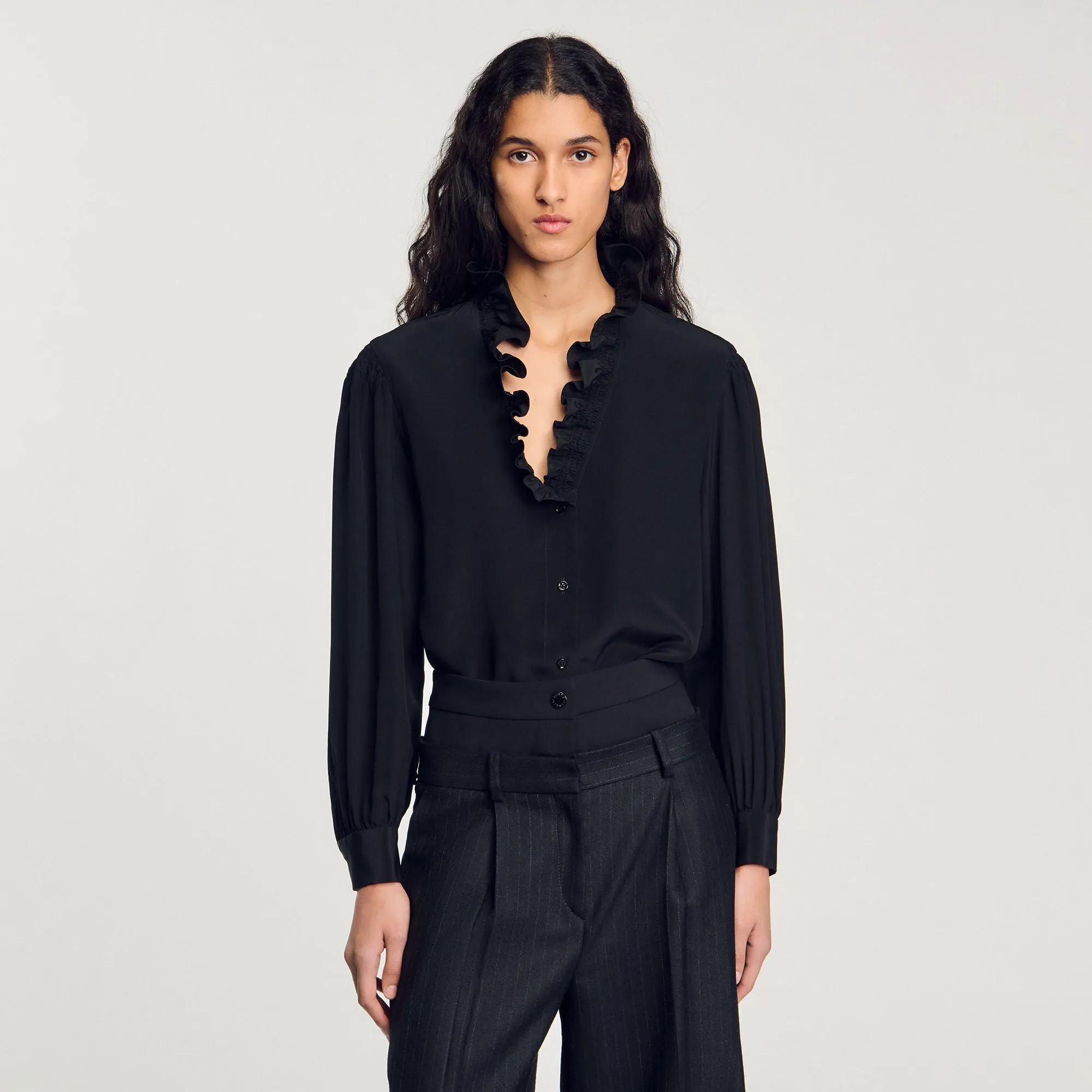 Lisandro Floaty Silk Shirt Black