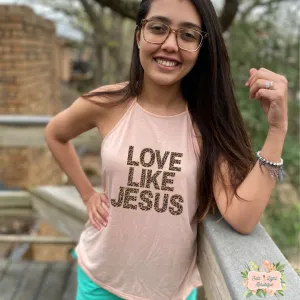 LOVE LIKE JESUS - LEOPARD PRINT | CLOTHED IN GRACE COLLECTION | WOMEN'S HIGH NECK TANK