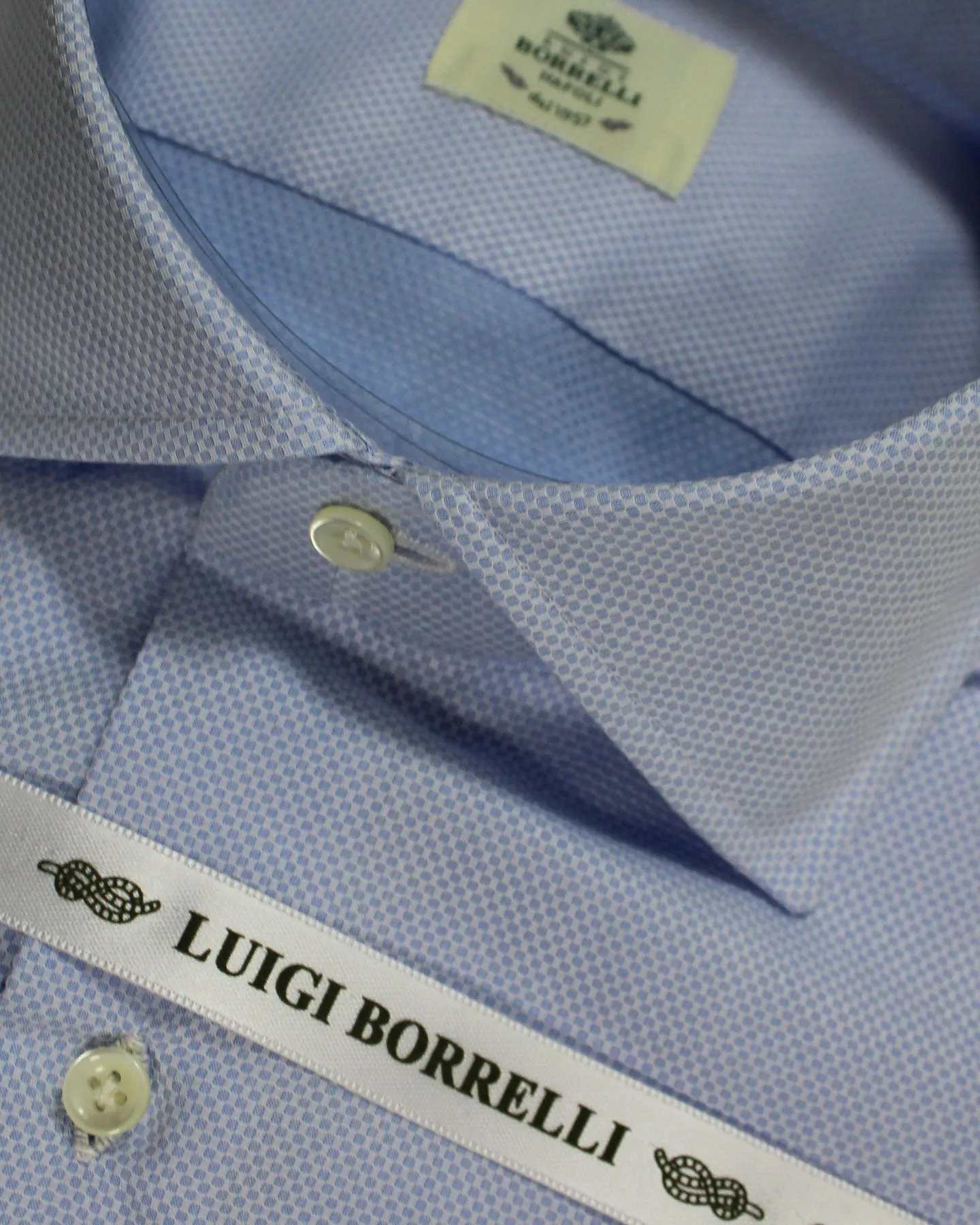 Luigi Borrelli Dress Shirt Blue Pattern 39 - 15 1/2