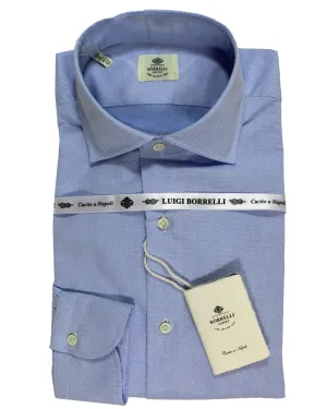 Luigi Borrelli Dress Shirt Blue Pattern 39 - 15 1/2