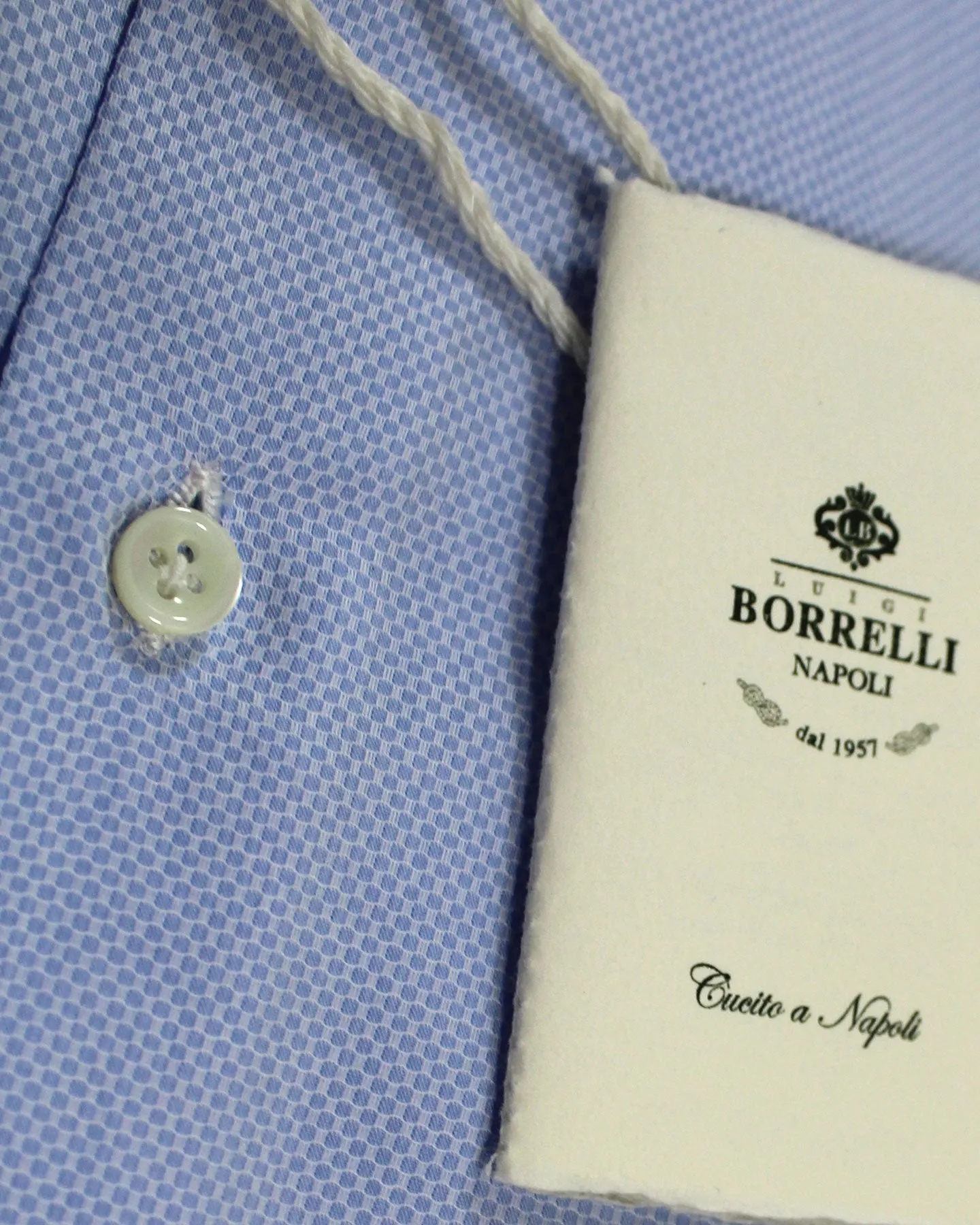 Luigi Borrelli Dress Shirt Blue Pattern 39 - 15 1/2