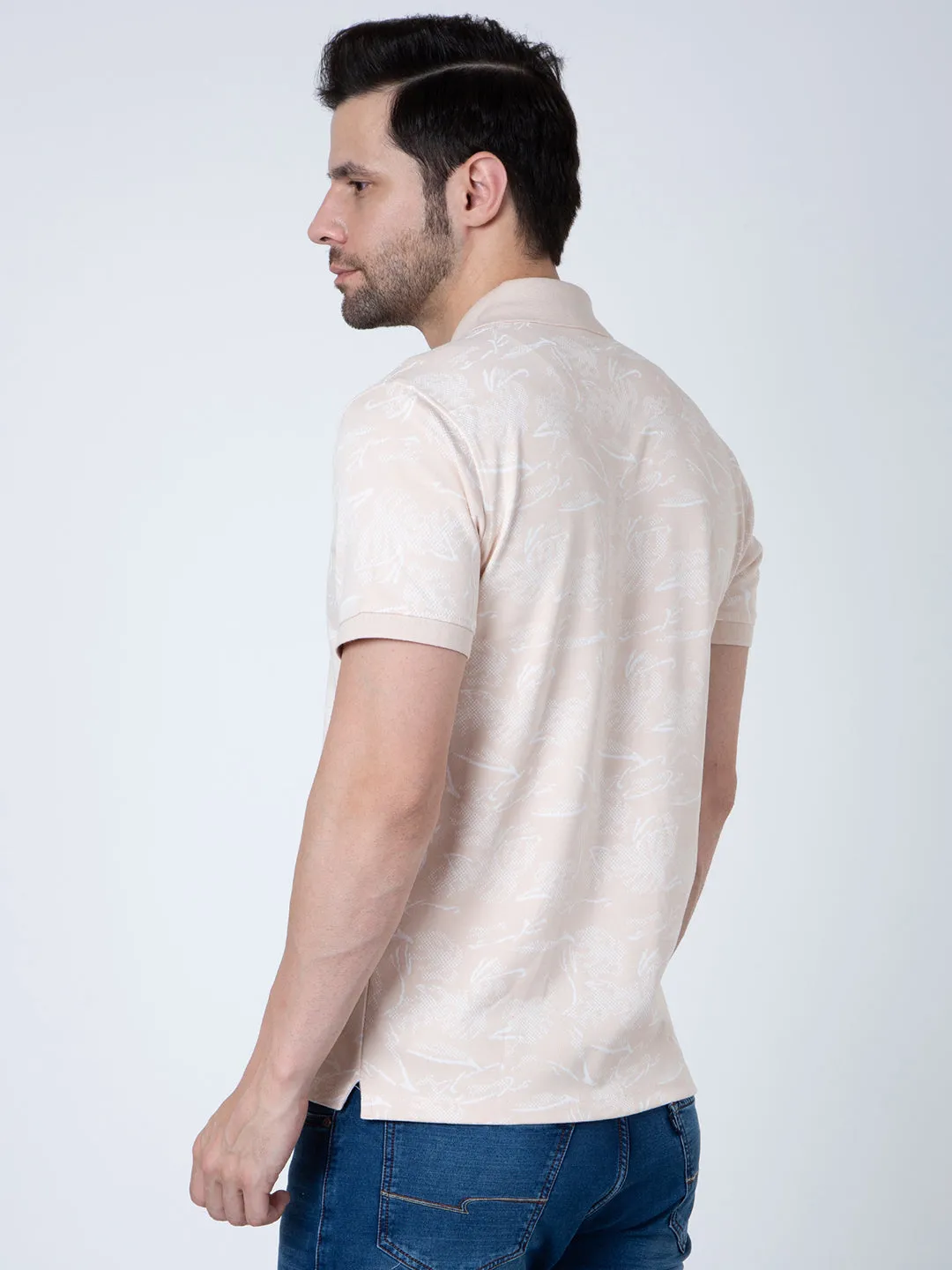 Men Polo Jacquard Peach T-Shirt