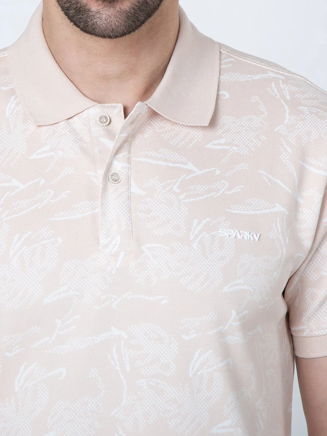 Men Polo Jacquard Peach T-Shirt