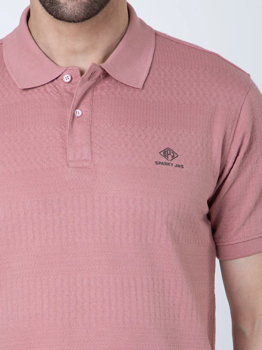 Men Polo Jacquard Pink T-Shirt