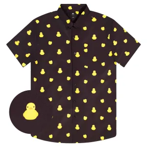 Mens Button Down Shirt - Black Rubber Duck ( Stretch )