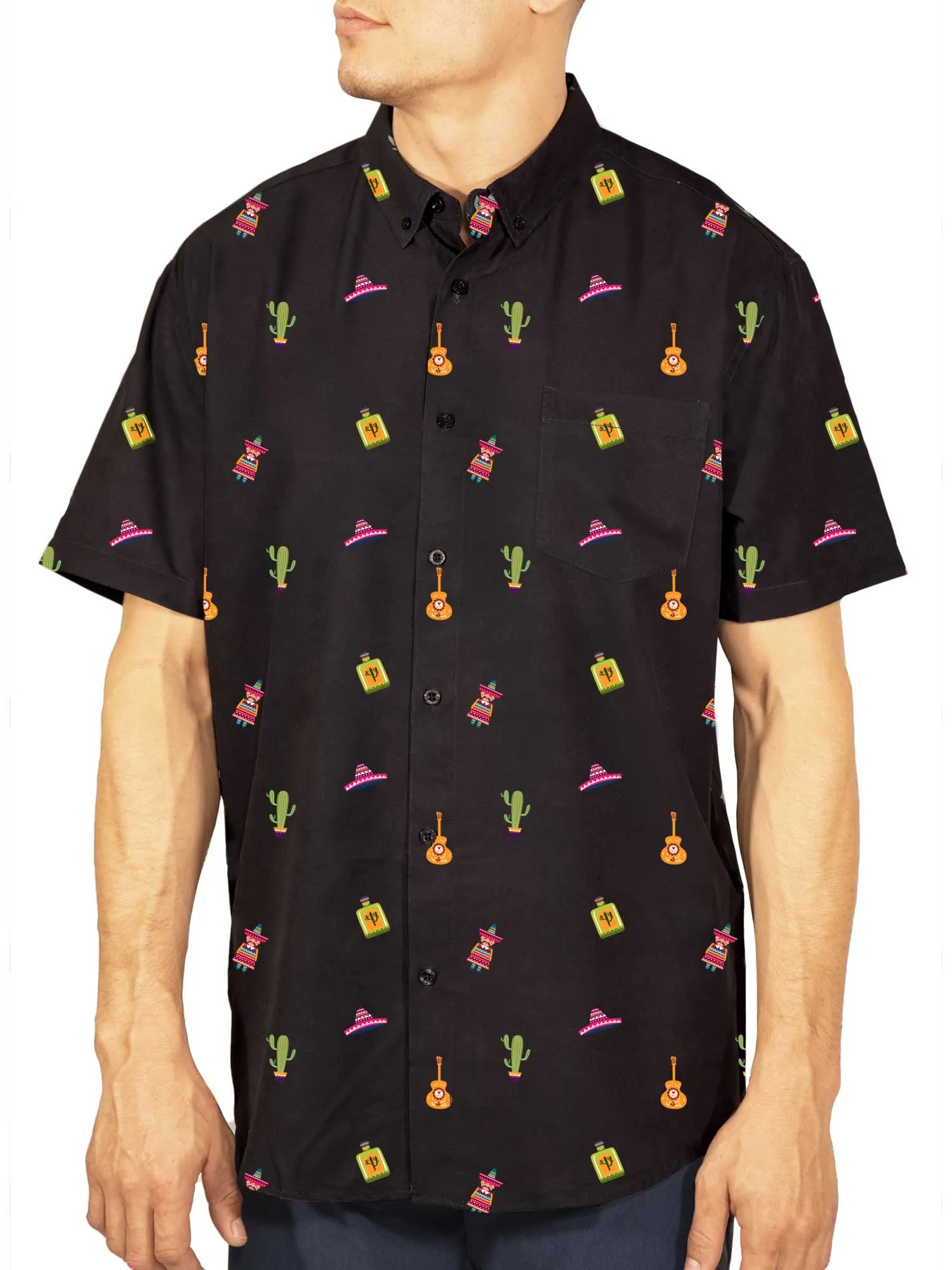 Mens Button Down Shirt - Fiesta Party