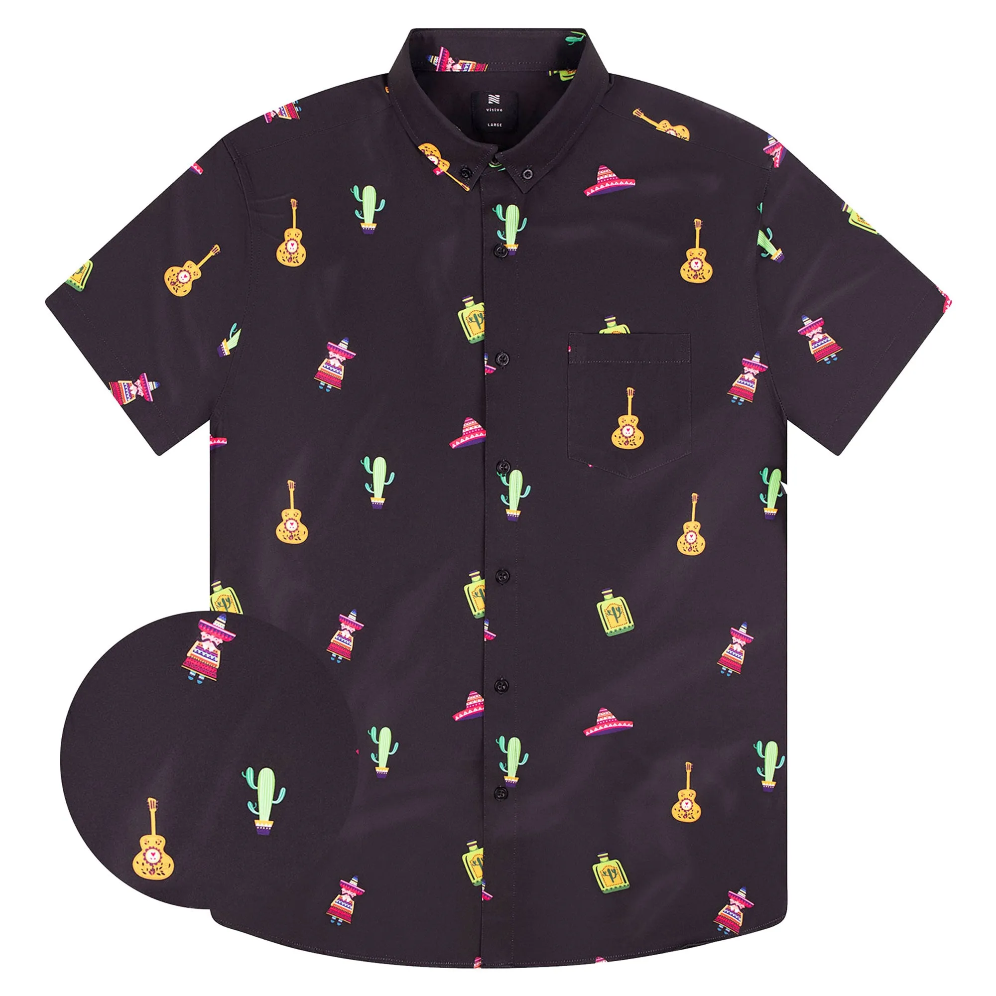 Mens Button Down Shirt - Fiesta Party