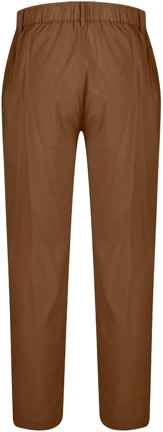 Men's Casual Pants Linen Pants Relaxed-Fit Beach Trousers Summer Yoga Pants Drawstring Elastic Waist Pants