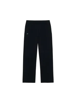 Mens Recycled Cashmere Loose Track Pants—black