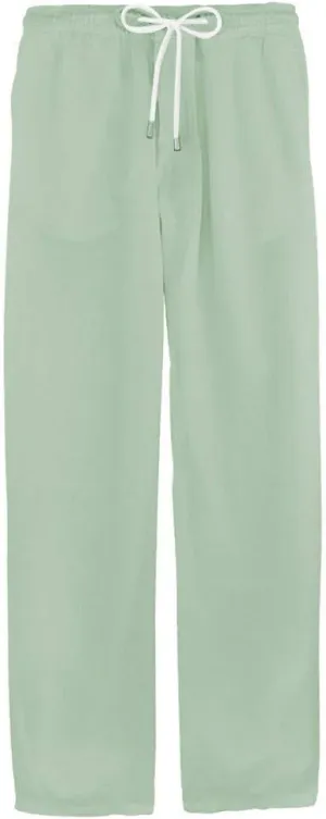 Men's Summer Linen Pants Drawstring Casual Beach Pants Solid Relaxed Fit Straight Pants Lightweight Comfy Trousers