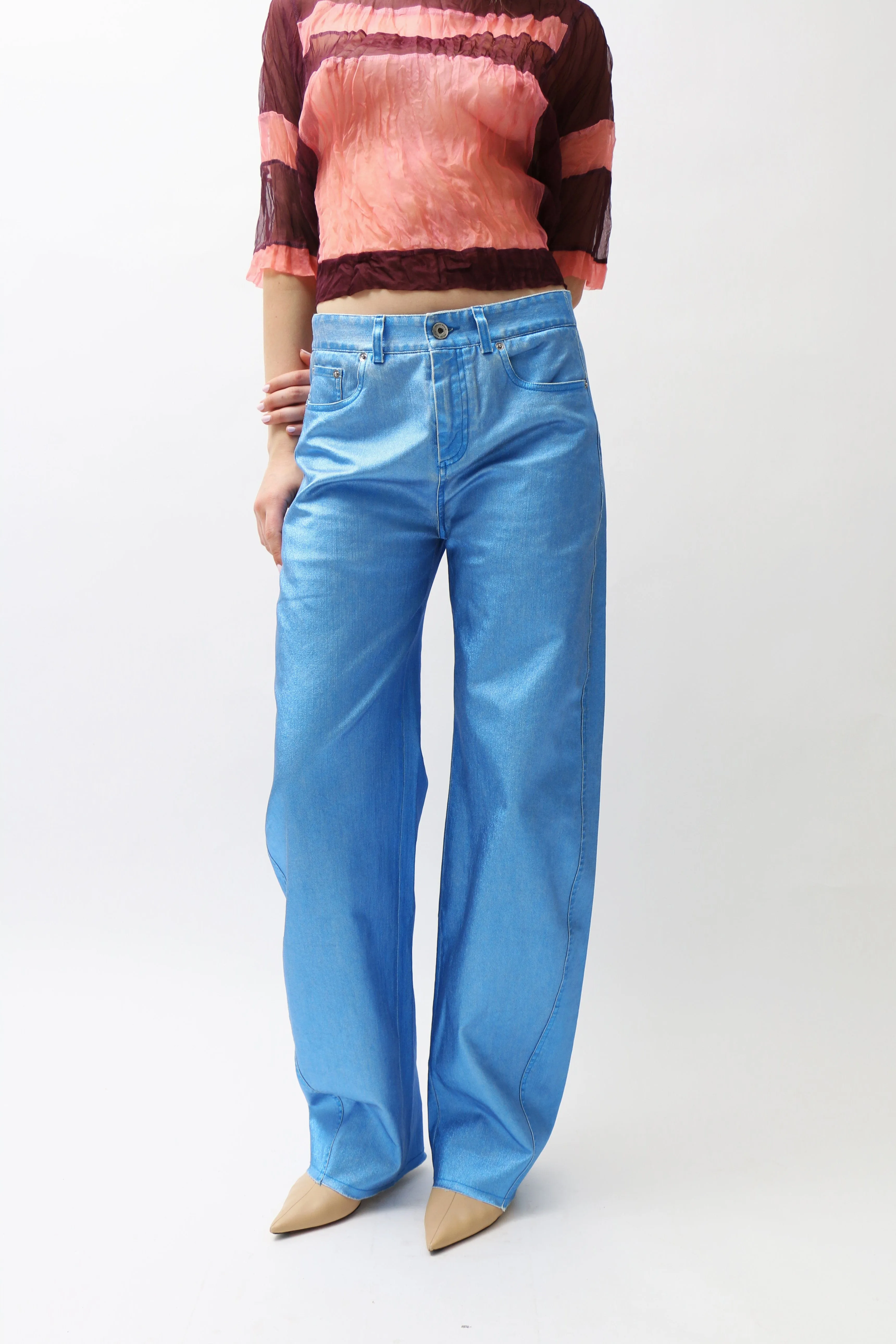 Metallic Blue Cocoon Jeans