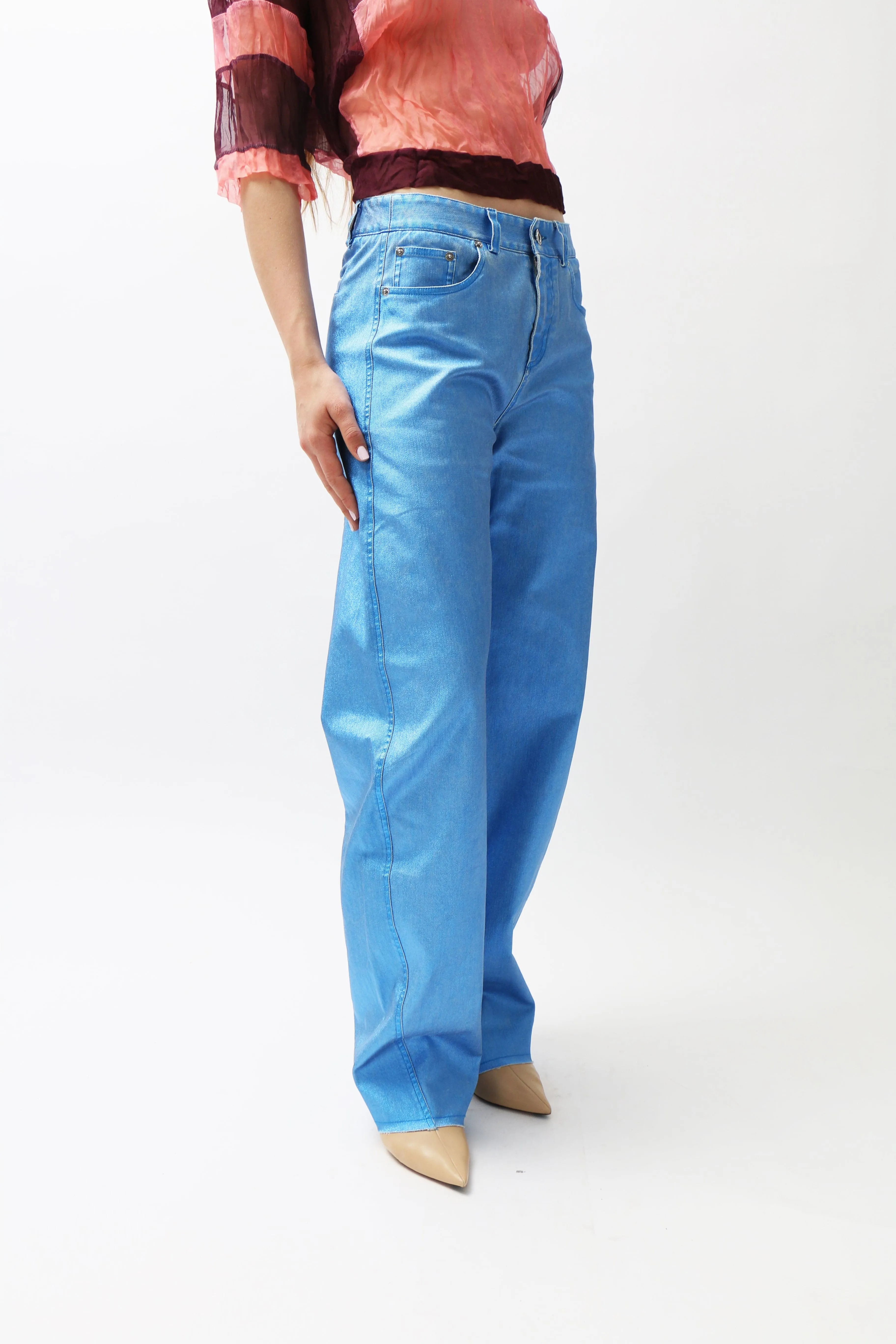 Metallic Blue Cocoon Jeans