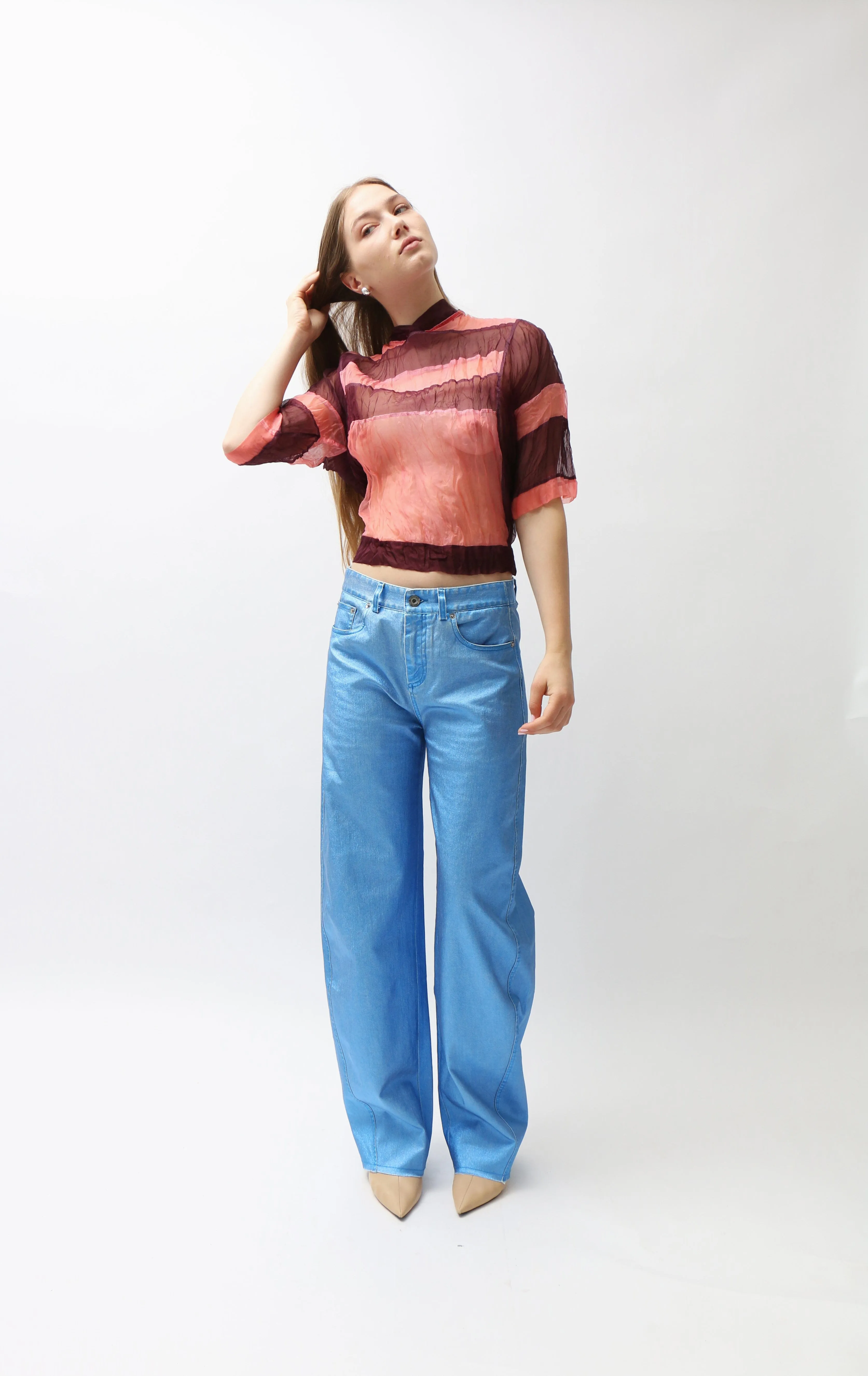 Metallic Blue Cocoon Jeans