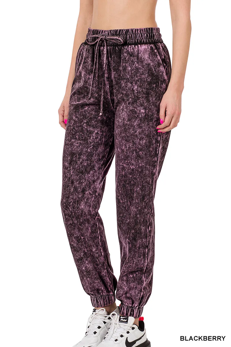 Mineral Wash Drawstring Jogger Pants