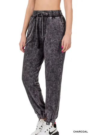 Mineral Wash Drawstring Jogger Pants