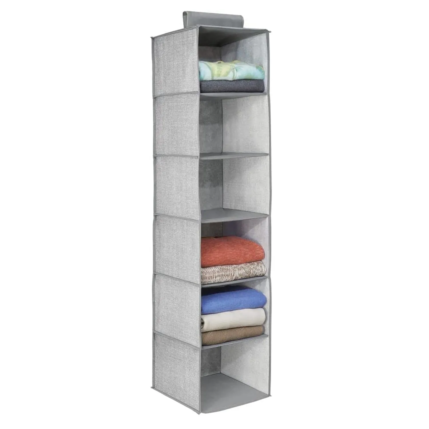 Non-Woven Fabric Cloth 6 Selves Hanging Storage Wardrobe Organizer with PVC Zippered Closure 6 Layers Chain Cloth