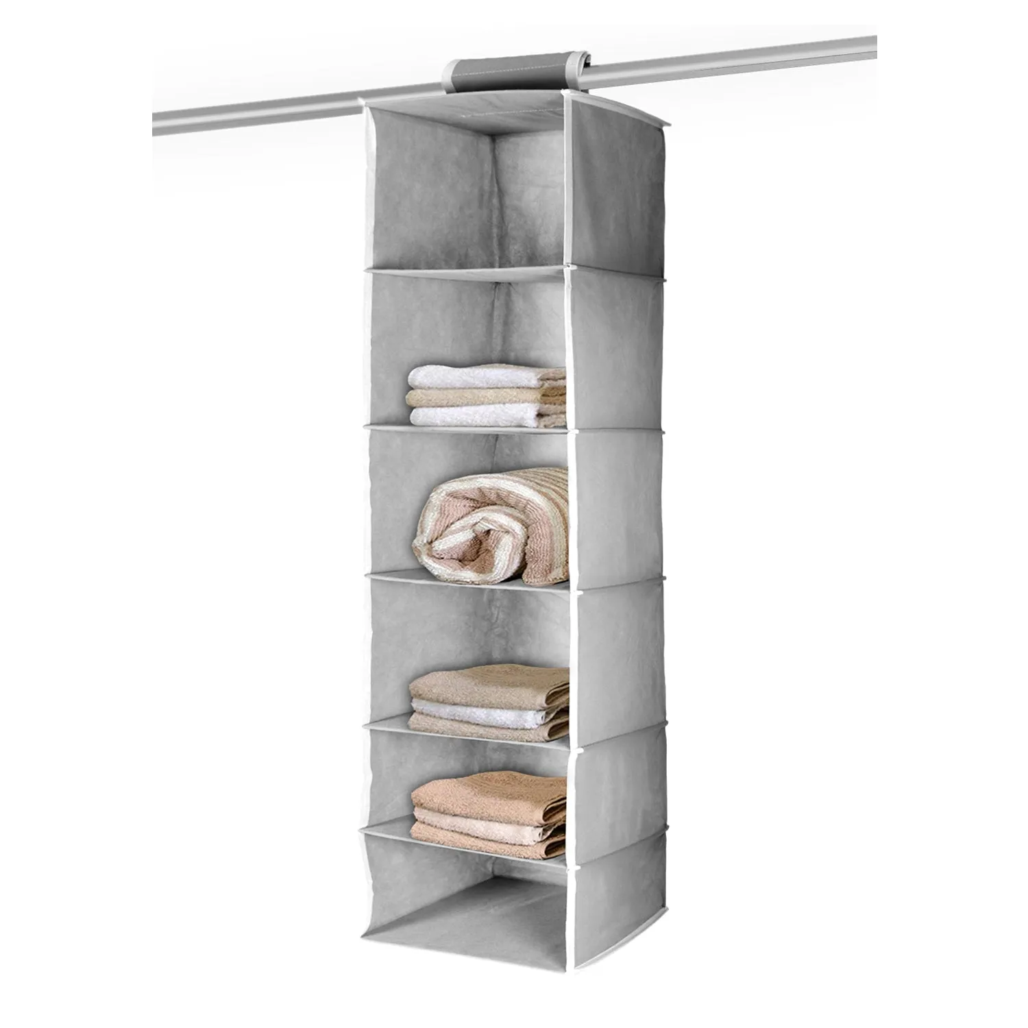 Non-Woven Fabric Cloth 6 Selves Hanging Storage Wardrobe Organizer with PVC Zippered Closure 6 Layers Chain Cloth